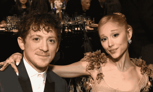 Ariana Grande and Ethan Slater pictured together at a public event