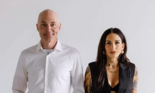 James Haven standing side-by-side with his ex-wife Romi Imbelli against a clean, white background.