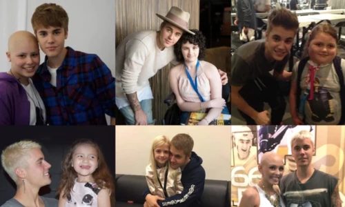Justin Bieber meeting young fans while supporting children’s charity causes