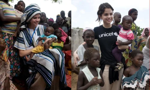 Selena Gomez speaking at an event supporting youth mental health awareness