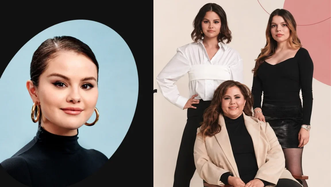 Selena Gomez posing for a Wondermind co-founder portrait