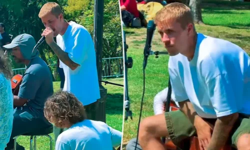 Justin Bieber's impromptu mini-concert at an infamous Los Angeles park